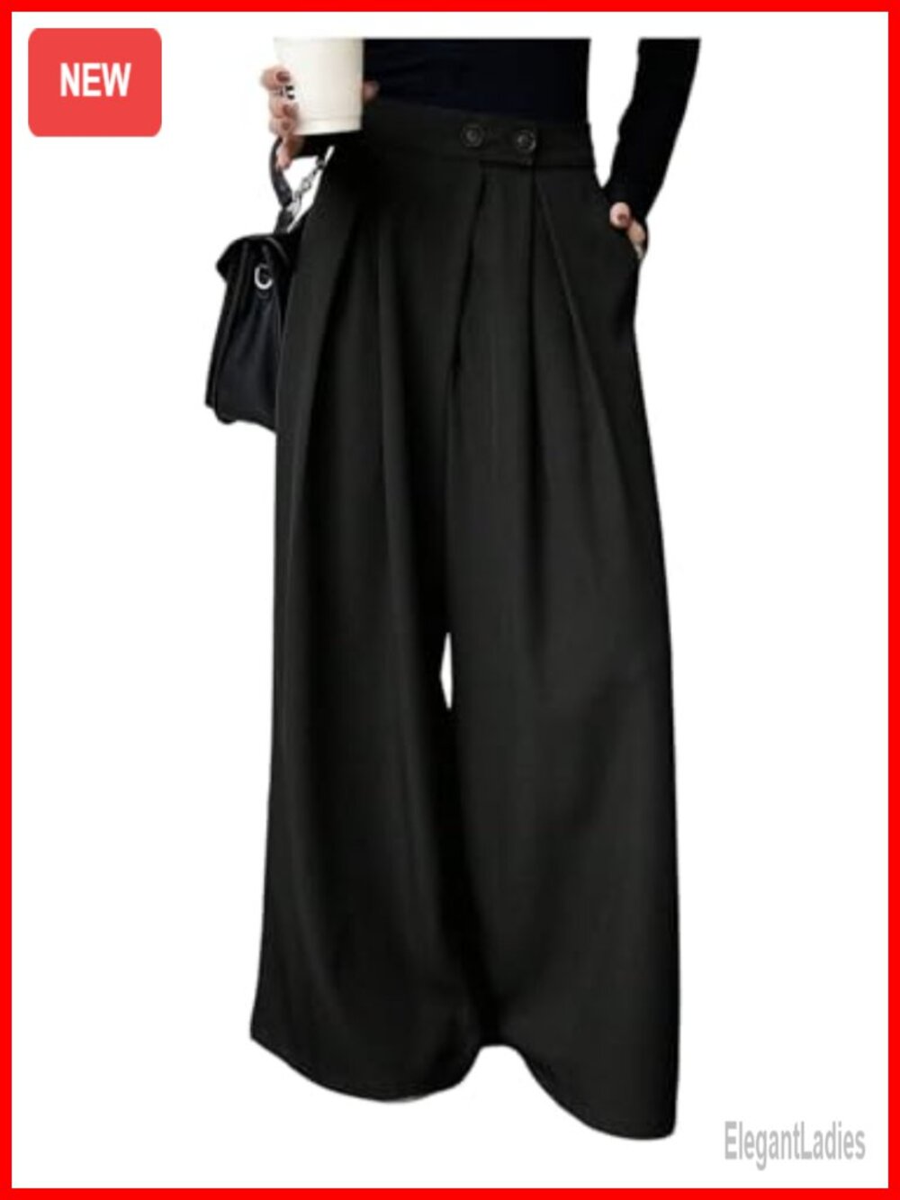 Wide Leg Pleated High Waist Trousers Business Casual Palazzo Work Pants